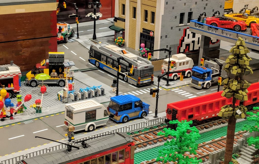 Lego Representation of New Westminster with multimodes of transportation